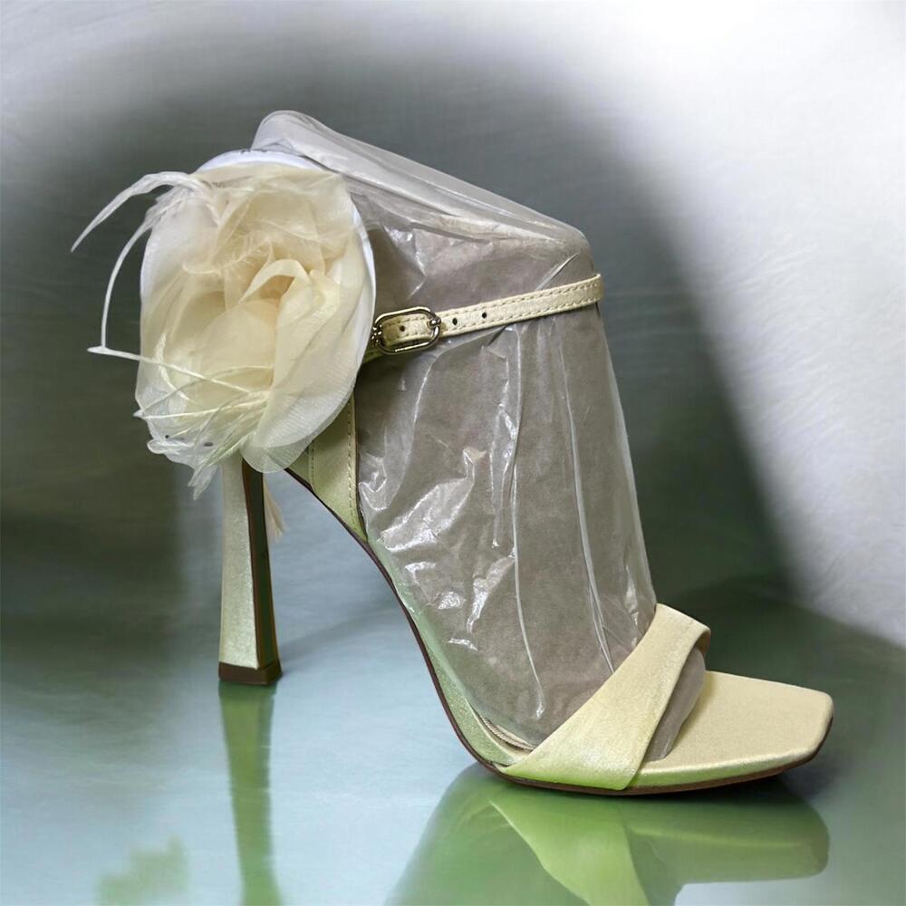 Sam Edelman Shoes Women's Size 5.5 Ivory Leana Silk Floral Heels Bridal Wedding - Picture 5 of 9